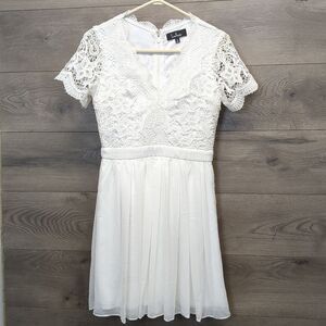 Lulu's White Lace Skater Dress Womens Size Small